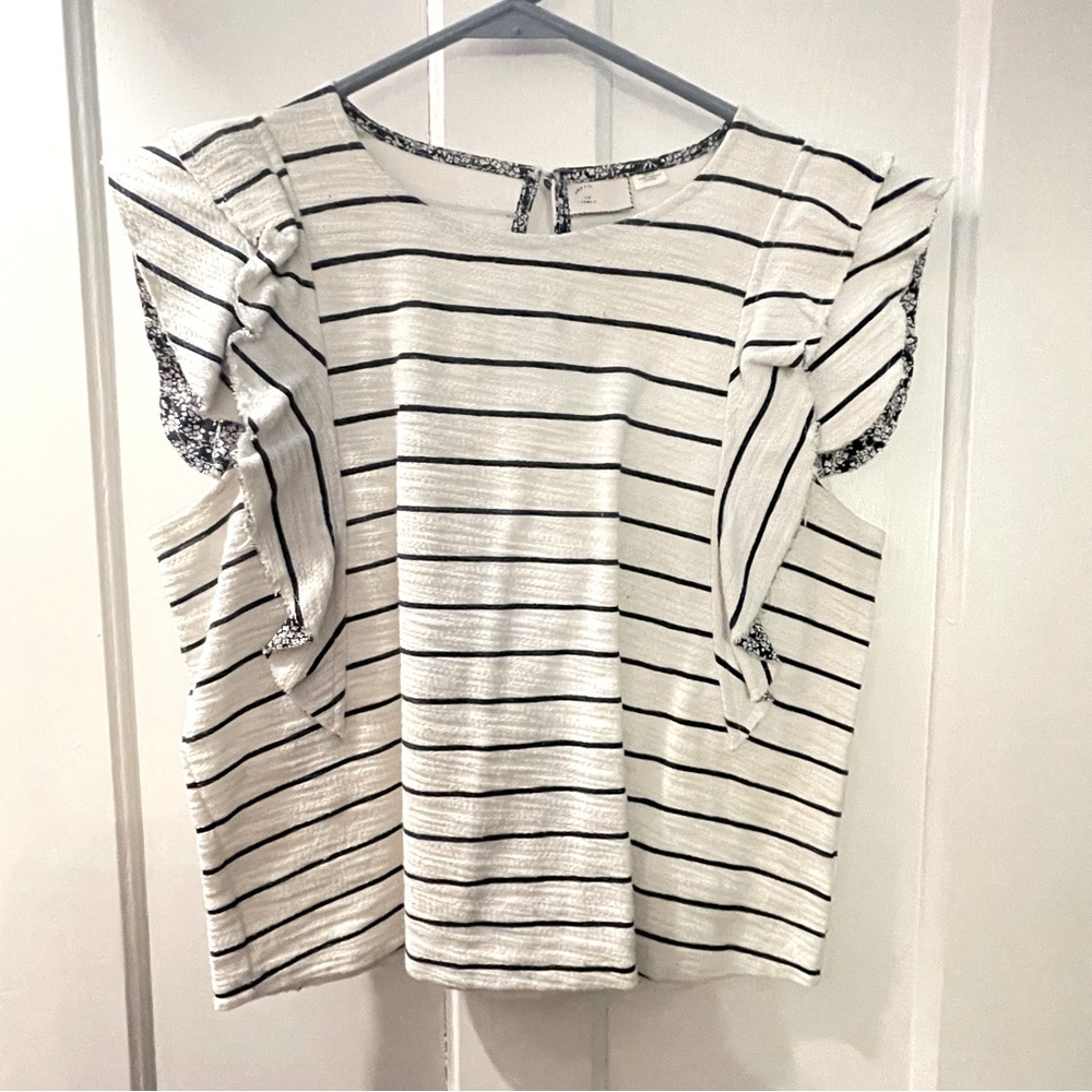 Ruffle sleeve top by Anthropolgie